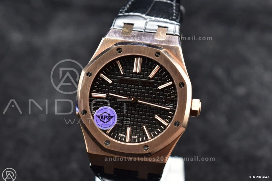 Super Black Leather 1042 41mm Strap APSF Edition SA3120 RG Royal Textured Black on Clone Best Oak Dial V 1:1 15400 WaterResistant 0902